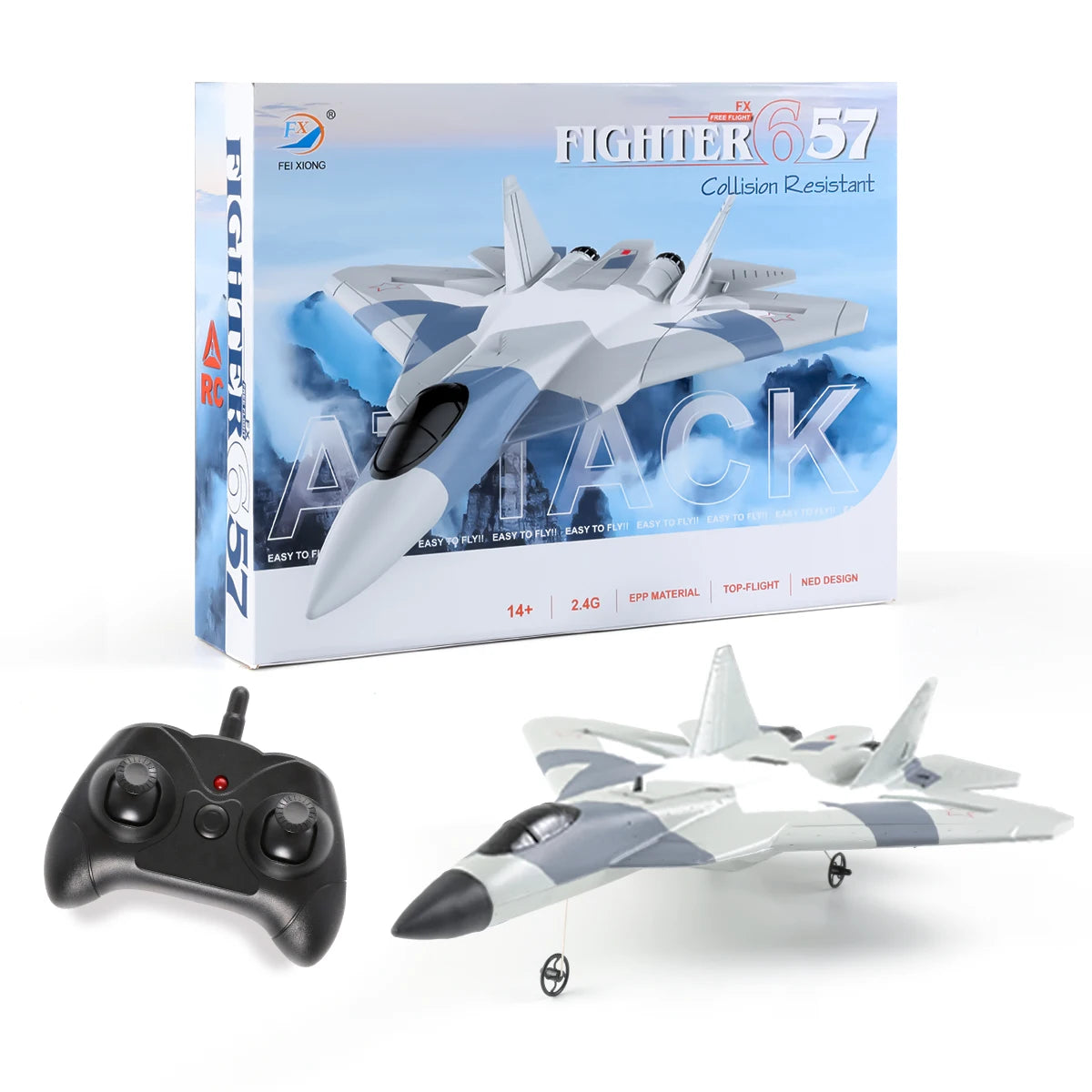 Avion Télécommandé en Mousse - Chasseur RC Incassable avec LED