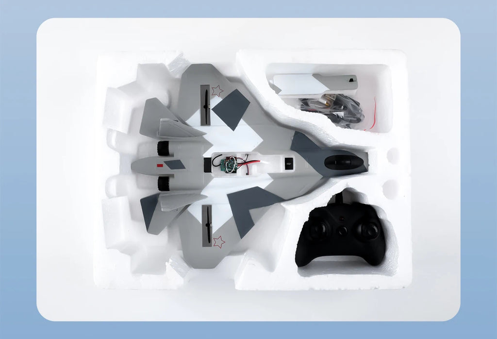 Avion Télécommandé en Mousse - Chasseur RC Incassable avec LED
