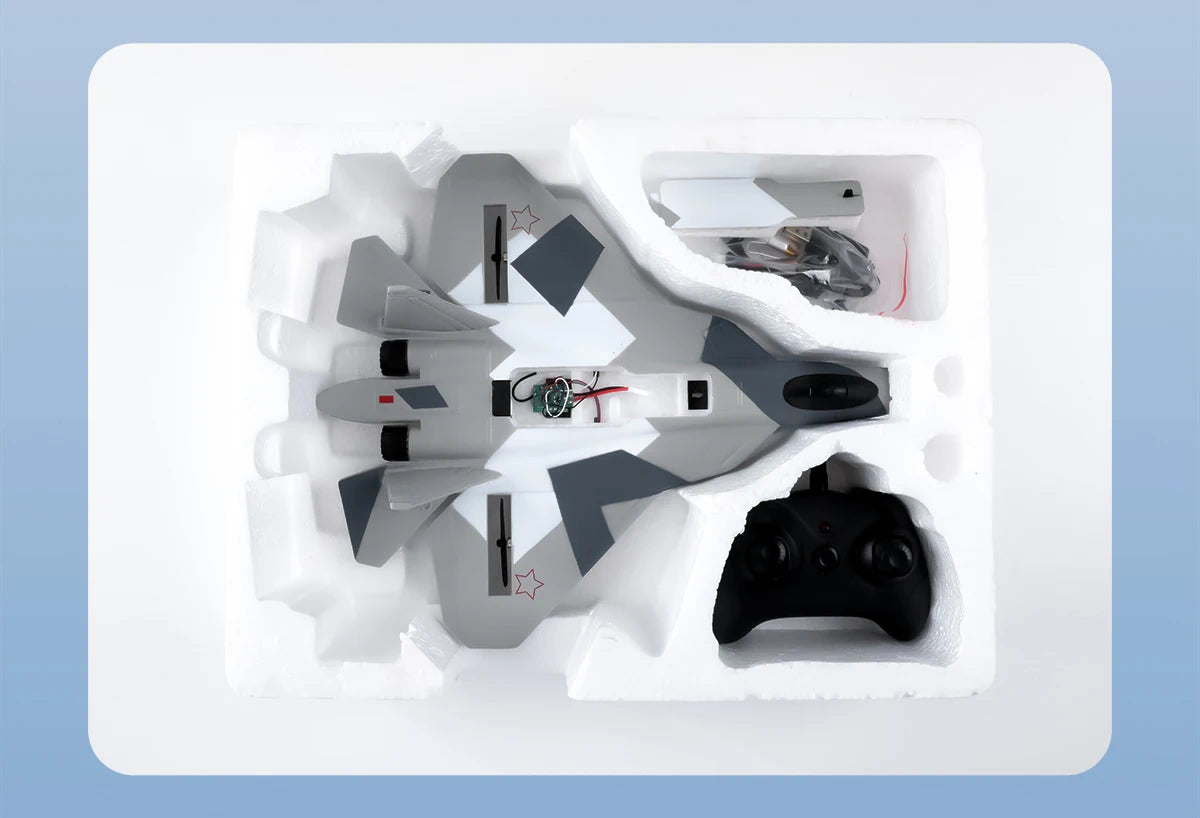 Avion Télécommandé en Mousse - Chasseur RC Incassable avec LED